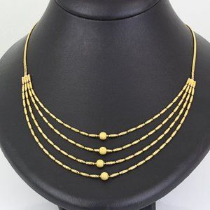 Adjustable 22k Yellow Gold 4-Strand Diamond-cut Beaded Necklace
